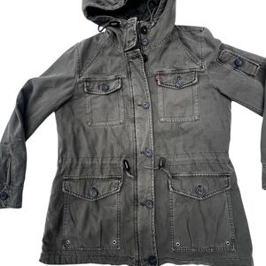 Levi’s Olive Green Utility Hooded Jacket | Women’s Large | Quilted Lined Parka
